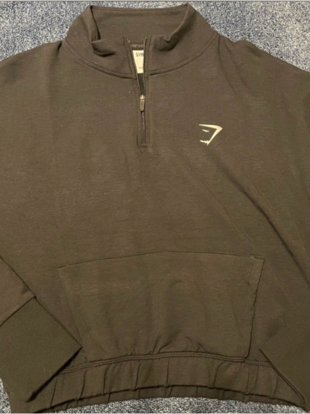Gymshark Women’s Black Cropped Quarter-Zip Pullover Sweater